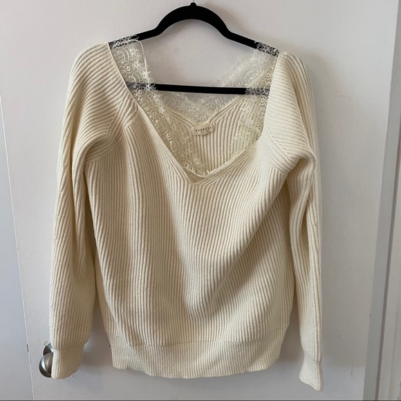 Cream Sweater with Lace Neckline - Picture 7 of 11